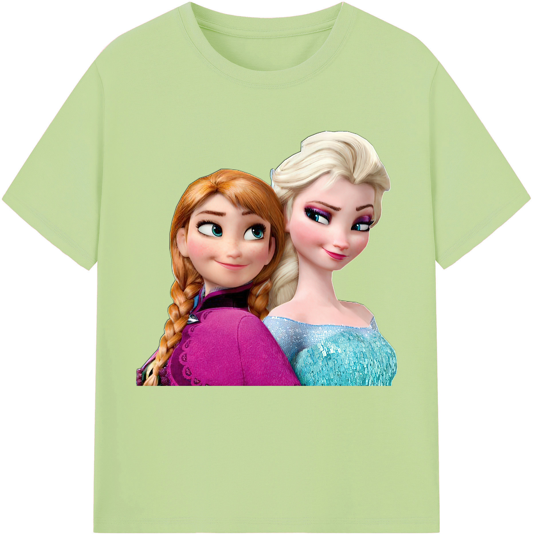 （画像用） アナと雪の女王 アンナ エルサ Frozen Anna Elsa 綿100％半袖Tシャツ（フロントプリント）